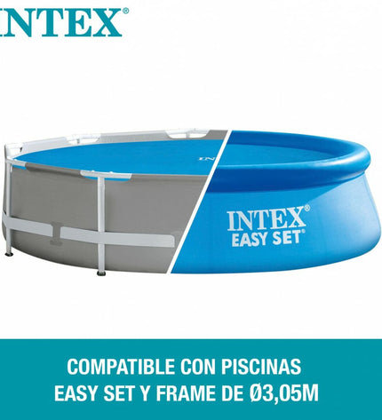 Blue Intex pool cover for Easy Set and Metal Frame pools, fits 305 cm diameter, outdoor garden pool accessory