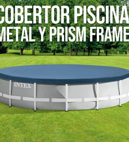 Intex metal frame pool cover for 366x366 cm swimming pool, outdoor garden pool accessory, durable and weather-resistant.