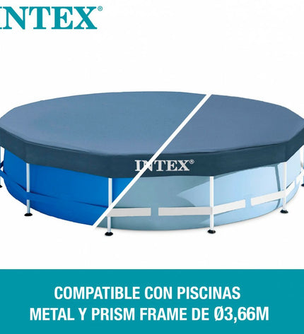 Intex Metal Frame swimming pool cover for 366x366 cm above-ground pool, outdoor garden pool accessory.