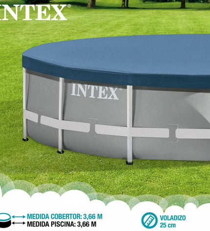 Intex Metal Frame pool cover for 366 x 25 x 366 cm swimming pool, outdoor garden pool accessory.