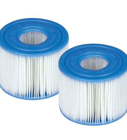 Six Intex S1 replacement cartridges for pool, spa, or jacuzzi filters, shown in a neat arrangement.