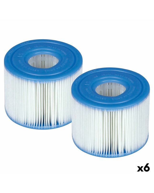 Set of six Intex S1 replacement cartridges for garden pools, jacuzzis, and pool equipment.