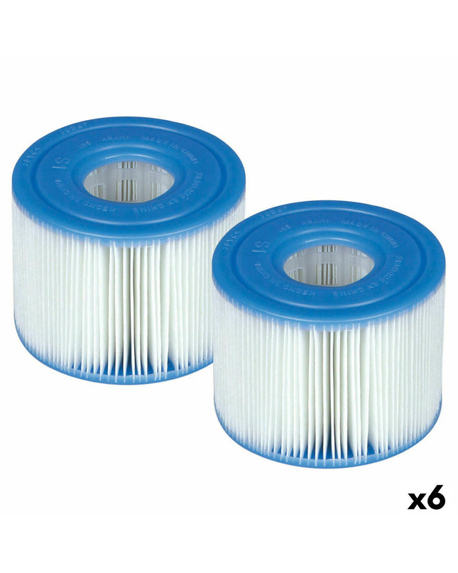 Set of six Intex S1 replacement cartridges for pools, jacuzzis, and garden water filters, shown in the image.