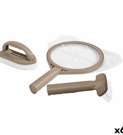 Intex shelving assembly kit with six pieces, for garden, pools, and hot tubs, featuring sturdy plastic brackets and connectors.