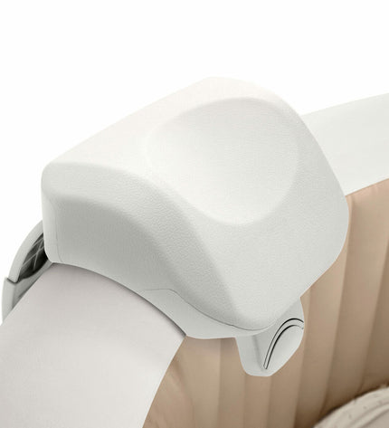 Intex PureSpa headrest for garden hot tubs and jacuzzis, shown attached to spa with comfortable cushioning