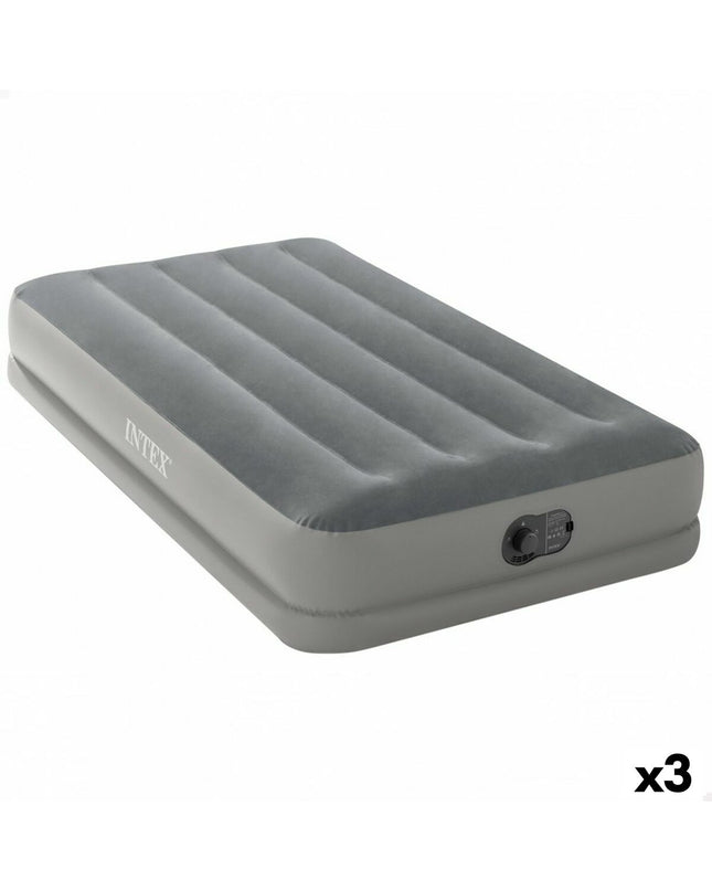 Set of three Intex Prestige air mattresses, 191 x 99 x 30 cm, ideal for camping and outdoor activities.
