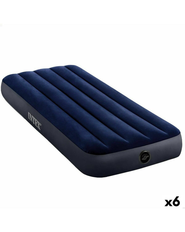 Intex Classic Downy air mattresses, 76x25x191 cm, set of 6, designed for camping and outdoor use, with inflating valve visible.