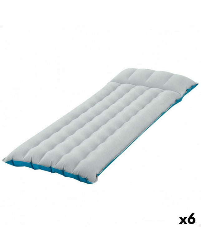 Set of six Intex air mattresses, 67 x 17 x 184 cm, suitable for camping and outdoor activities, with icon indicating outdoor use