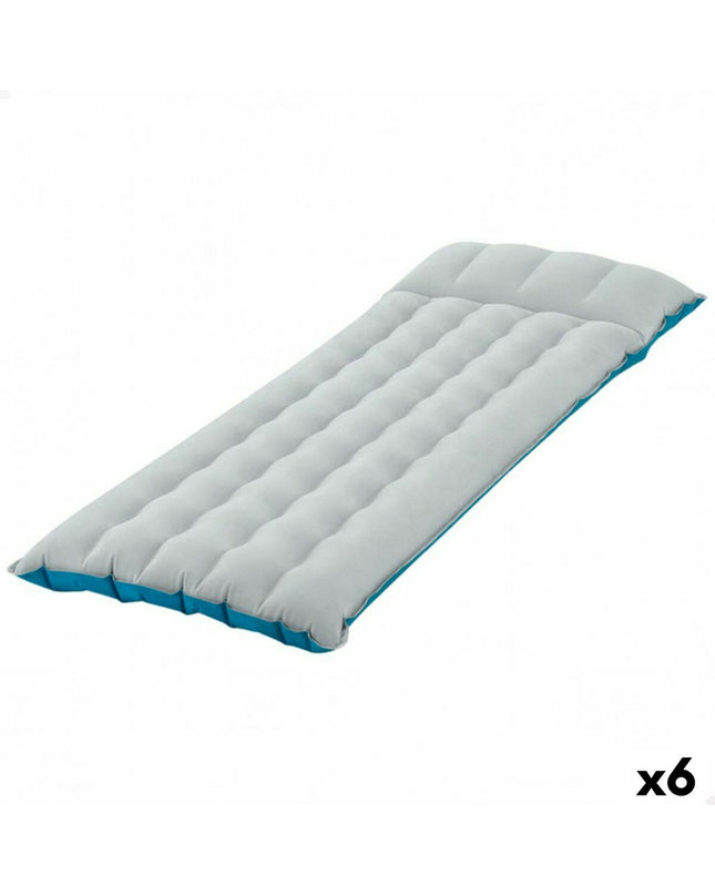 Six Intex air mattresses, 67 x 17 x 184 cm, designed for outdoor camping and sports activities, shown in the image.