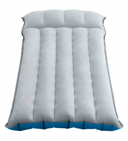 Six Intex air mattresses, 67 x 17 x 184 cm, designed for camping and outdoor activities, shown stacked and inflated.