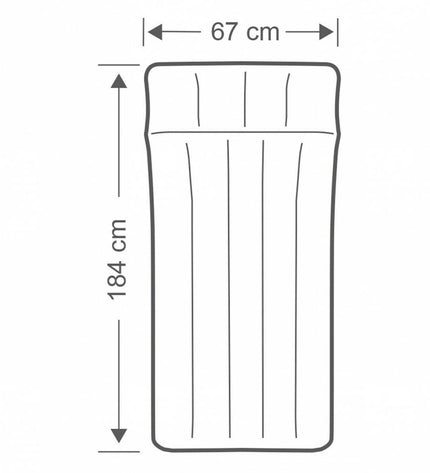 Six Intex air mattresses for camping and outdoor activities, measuring 67 x 17 x 184 cm, shown stacked and ready for use.