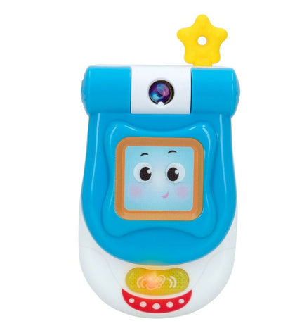 Six Winfun baby toy phones, colorful plastic play phones measuring 7 x 13.5 x 4.1 cm, designed for young children.