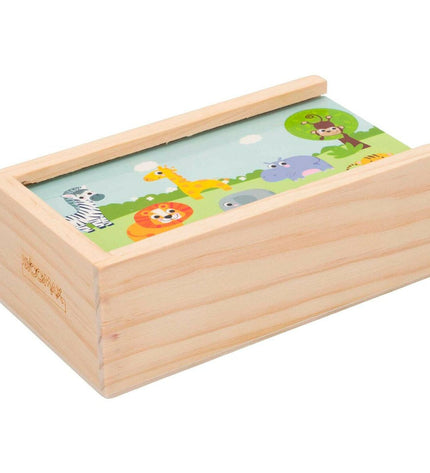 Set of 12 Woomax Domino Woomax dieren, colorful animal-themed dominoes for kids' games and educational play.