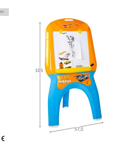 Whiteboard Hot Wheels set with three colorful boards, measuring 57.5 x 105 x 43 cm, for creative play and activities.
