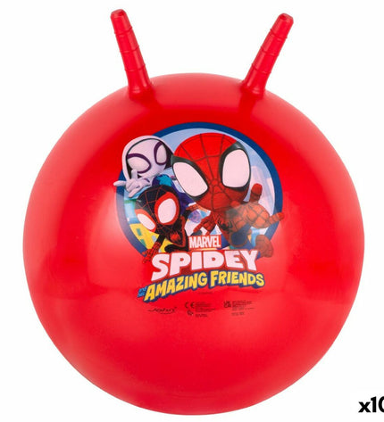 Set of 10 Springbal Spidey outdoor sports balls, red, 45 cm diameter, ideal for recreational play and outdoor activities.
