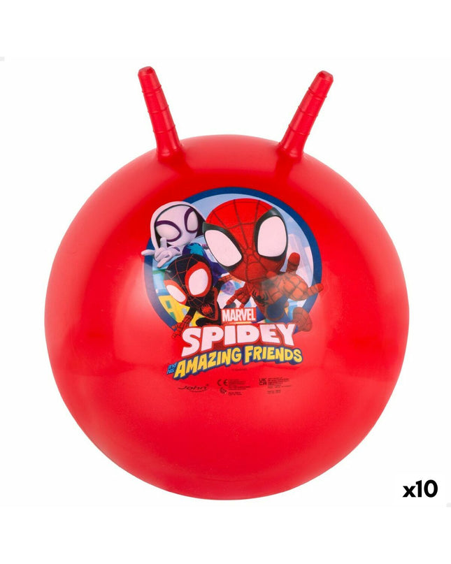 Set of 10 Springbal Spidey outdoor sports balls, red, 45 cm diameter, ideal for recreational play and outdoor activities.
