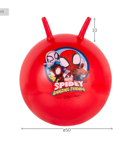 Set of 10 red Springbal Spidey sports balls, 45 cm diameter, ideal for outdoor recreational activities and active play.