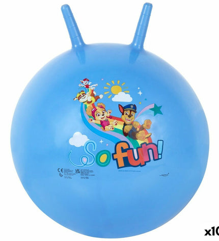 Set of 10 blue Springbal balls from The Paw Patrol for outdoor recreational and sport activities, featuring playful paw print designs.