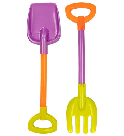 Colorbaby strandspeelgoedset with two 39 cm colorful interlocking pieces, 24 parts for creative outdoor and indoor play.