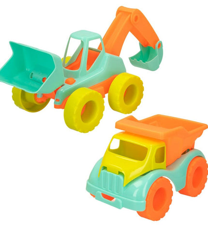 Colorbaby Strandspeelgoedset with 12 polypropylene pieces, suitable for outdoor play and imaginative games.