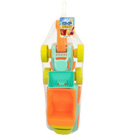 Colorbaby Strandspeelgoedset with 12 polypropyleen pieces, ideal for outdoor play and sports activities.