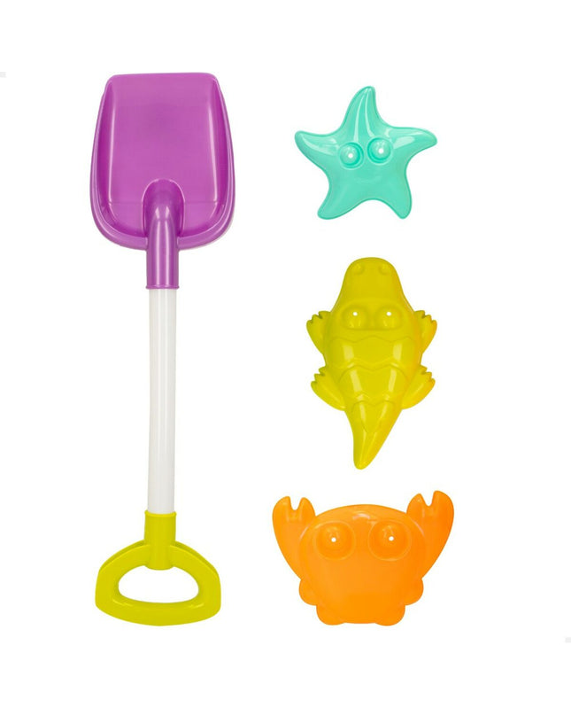 Colorbaby Strandspeelgoedset with 4 polypropylene pieces, part of outdoor and sports toys, shown in vibrant colors.