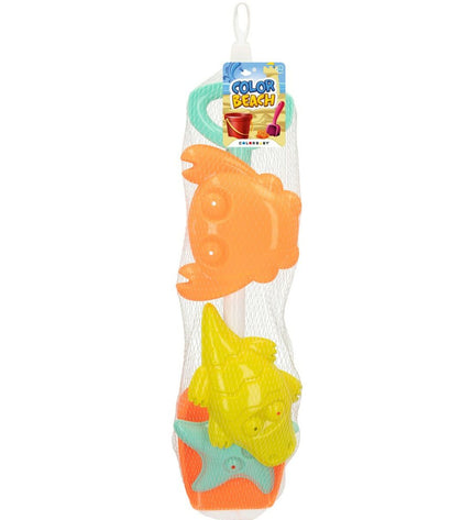 Colorbaby strandspeelgoedset met 4 polypropyleen onderdelen, 12 stuks voor speelgoed en outdoor spelactiviteiten.