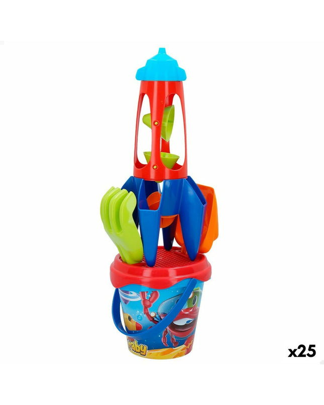Colorbaby Strandspeelgoedset Raket, 25 stuk, polypropyleen speelgoed voor sport en outdoor activiteiten, kleurrijk en duurzaam.