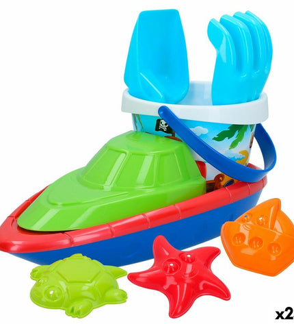 Colorbaby Strandspeelgoedset with 8 polypropyleen boat pieces, part of 24-piece outdoor and sports toy set for children.