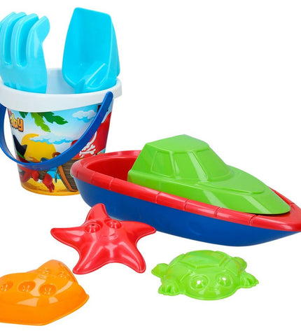 Colorbaby Strandspeelgoedset with 8 polypropyleen boat pieces, part of 24-piece outdoor and sports toy set for children.