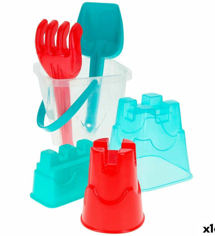 Colorbaby strandspeelgoedset with six colorful components, perfect for outdoor play and imaginative sports activities.
