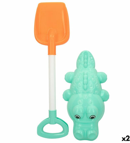 Colorbaby Strandspeelgoedset with 2 crocodile-shaped scoop toys, made of durable polypropyleen, 24-piece outdoor play set.