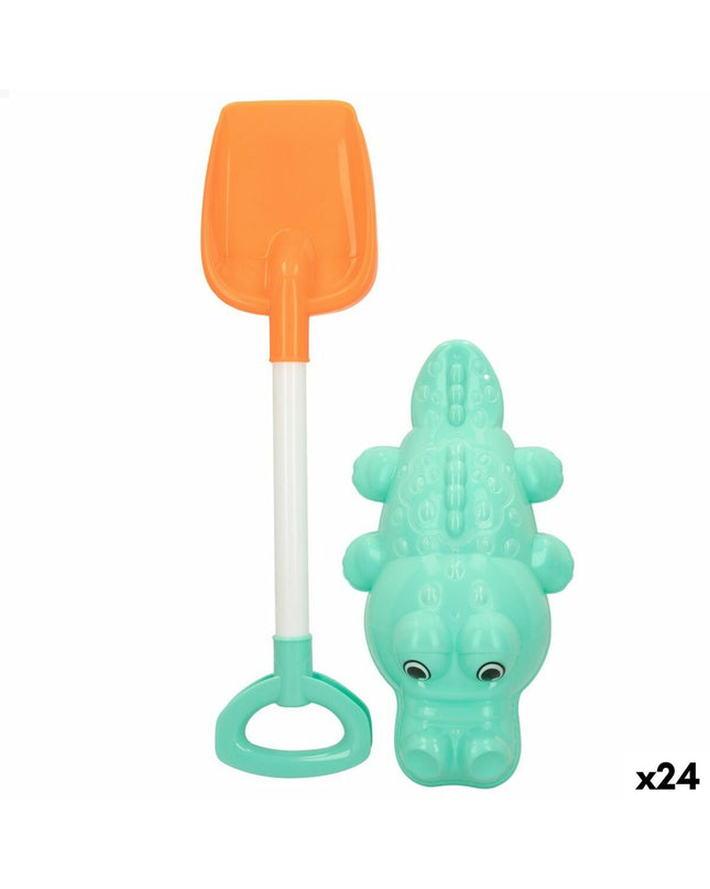 Colorbaby Strandspeelgoedset with 2 crocodile-shaped scoop toys, made of durable polypropyleen, 24-piece outdoor play set.