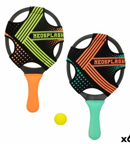 Six colorful plastic strandschepjes with neopreen handles from Colorbaby, ideal for outdoor games and play.