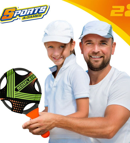 Six Colorbaby neoprene plastic strand scoops, colorful and lightweight toy for outdoor play and games.