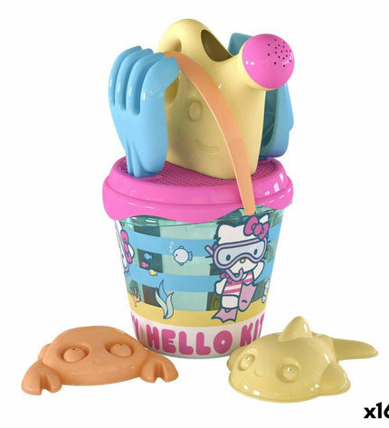 Hello Kitty strandspeelgoedset with 16 pieces, 18 cm each, colorful plastic toy for kids in outdoor and play activities