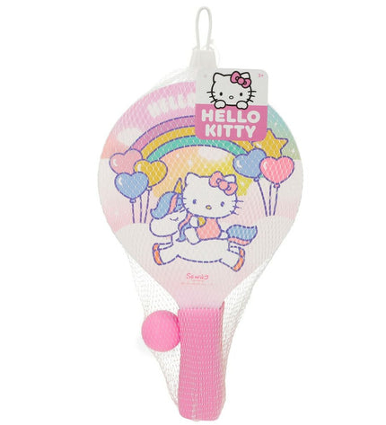 Set of 12 Hello Kitty wooden strand scoops for outdoor play, featuring cute Hello Kitty designs suitable for kids' games.
