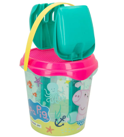 Peppa Pig strand toy set with 16 pieces, each 18 cm, featuring colorful Peppa Pig-themed outdoor and sports play accessories.