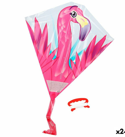 Set of 24 pink flamingo-themed Komeet Eolo inflatable pool floats, 59 x 55 cm, for outdoor recreational activities and pool fun.