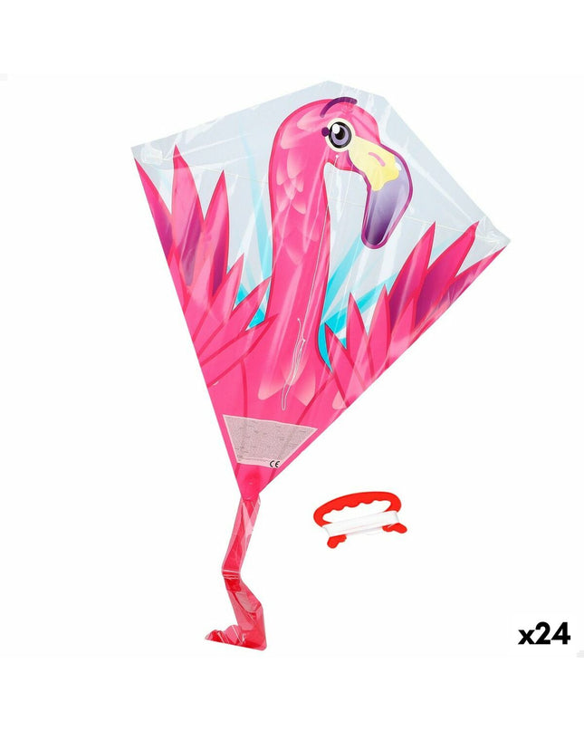 Set of 24 pink flamingo-themed Komeet Eolo inflatable pool floats, 59 x 55 cm, for outdoor recreational activities and pool fun.