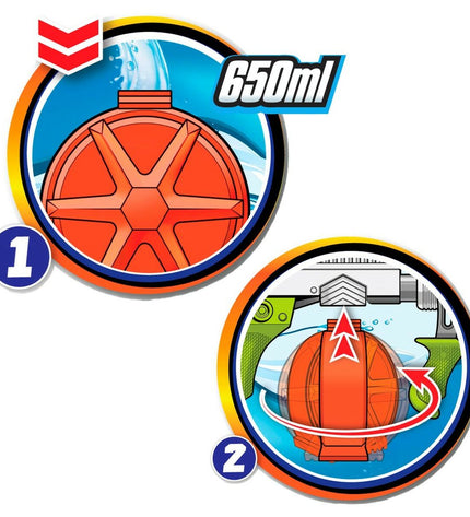 Lanard water pistols, 650ml capacity, outdoor toy for kids, shown in a pair with colorful designs and 50.5 x 21.5 x 6.5 cm size