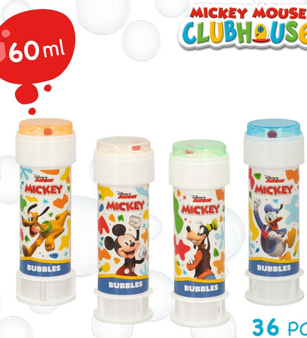 Mickey Mouse Bellenblazer toy set with 216 bubbles, 60 ml solution, in colorful packaging for outdoor play.