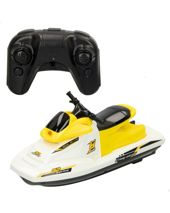 Two Colorbaby toy jetskis in bright colors, perfect for children's play, featuring detailed designs and vibrant finishes.
