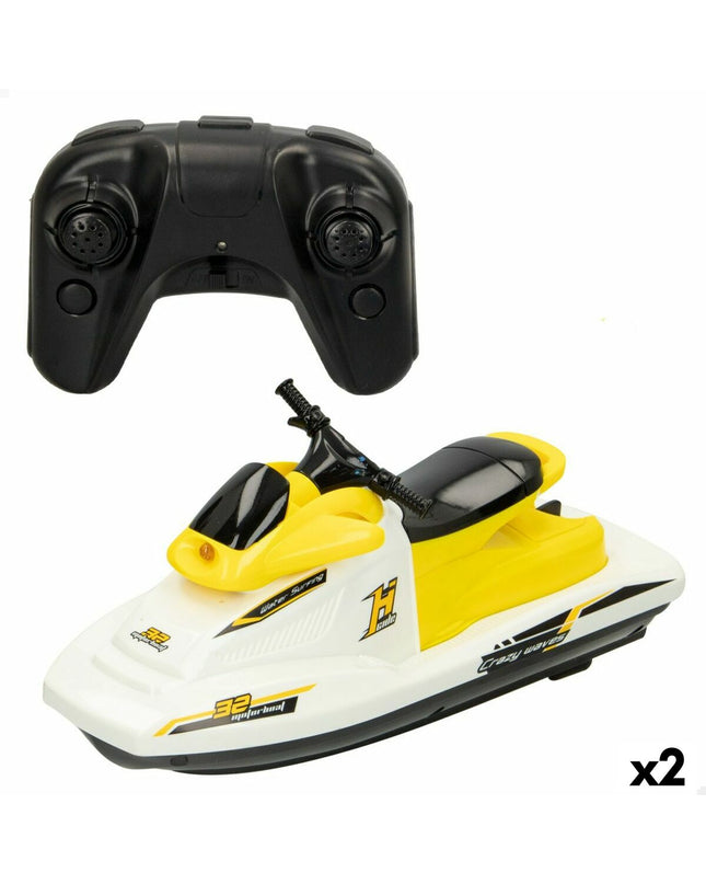 Colorbaby toy jetski set with two colorful plastic boats, designed for children's play and vehicle-themed fun.