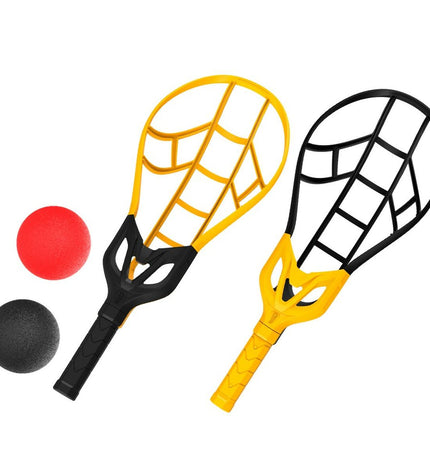 Set of three Wham-O racquets for outdoor play, featuring lightweight plastic handles and colorful hitting surfaces.