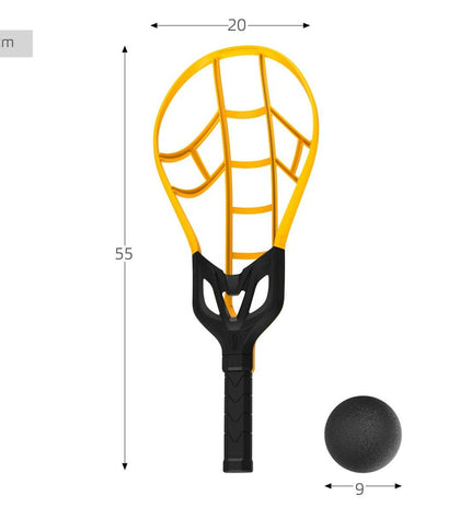 Wham-O racquet set with three lightweight plastic racquets, measuring 20x55x10 cm, designed for outdoor play and games.