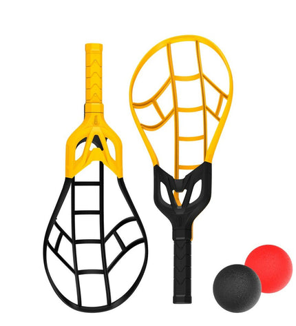 Wham-O racquet set with three lightweight plastic racquets in bright colors, perfect for outdoor play and sports activities.