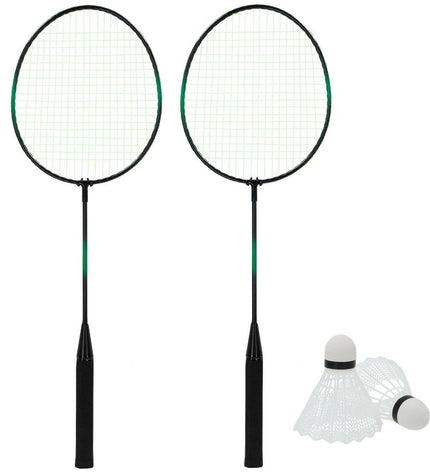 Aktive badminton set with 12 rackets and shuttlecocks, suitable for outdoor sports and family play.