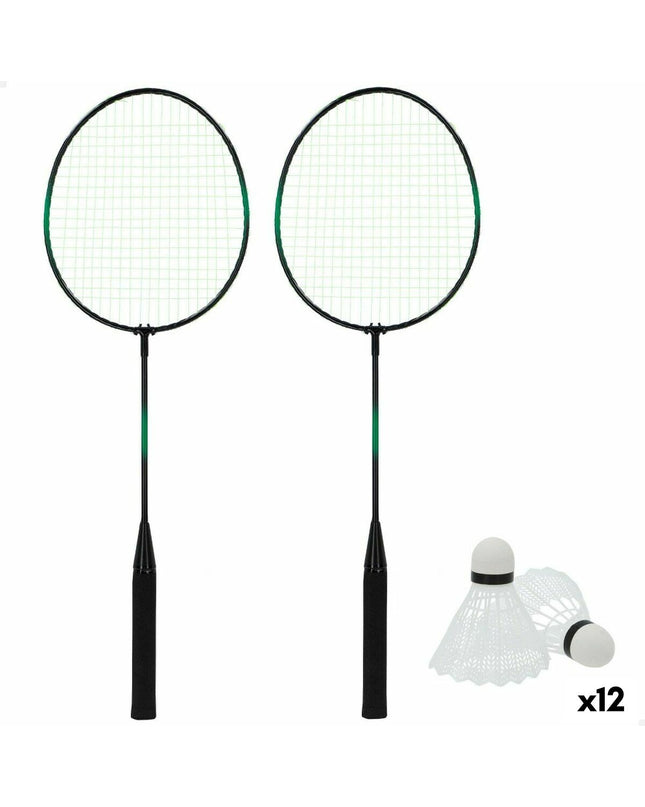 Aktive badminton set with 12 pieces, including rackets and shuttlecocks, suitable for outdoor and sports activities.