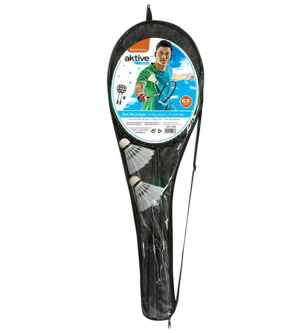 Aktive badminton set with 12 rackets and shuttlecocks, perfect for outdoor sport and recreational play.